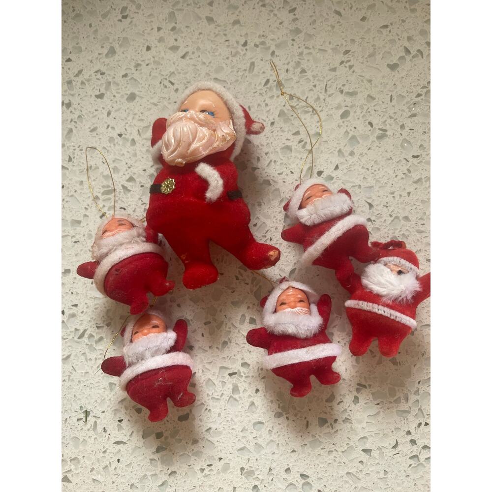 Antique vintage Felt Made in Japan Dancing Santa One Leg Shorter Santa 6